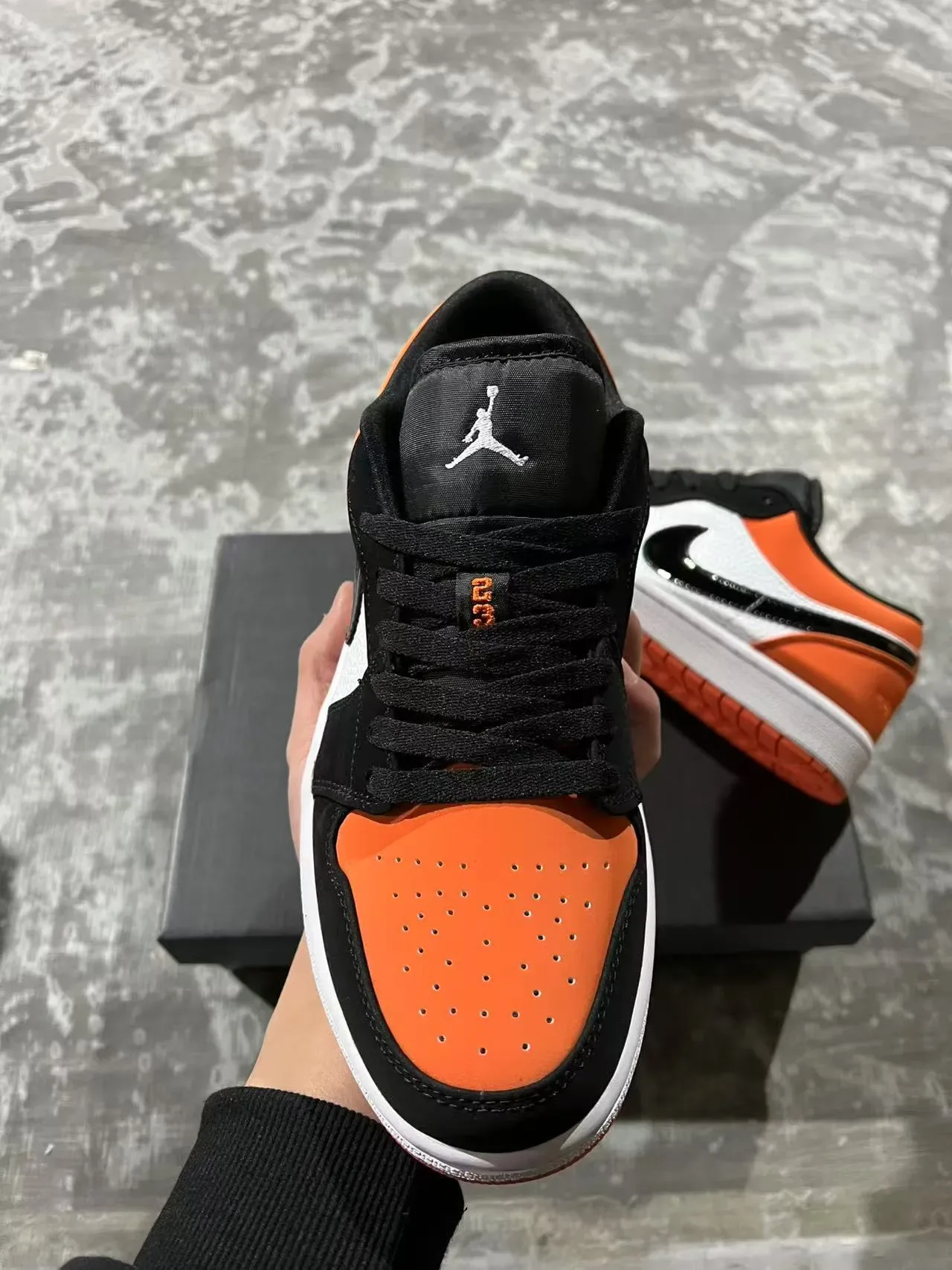 Nike Air Jordan 1 Low Orange Black White Lifestyle Sneakers 3