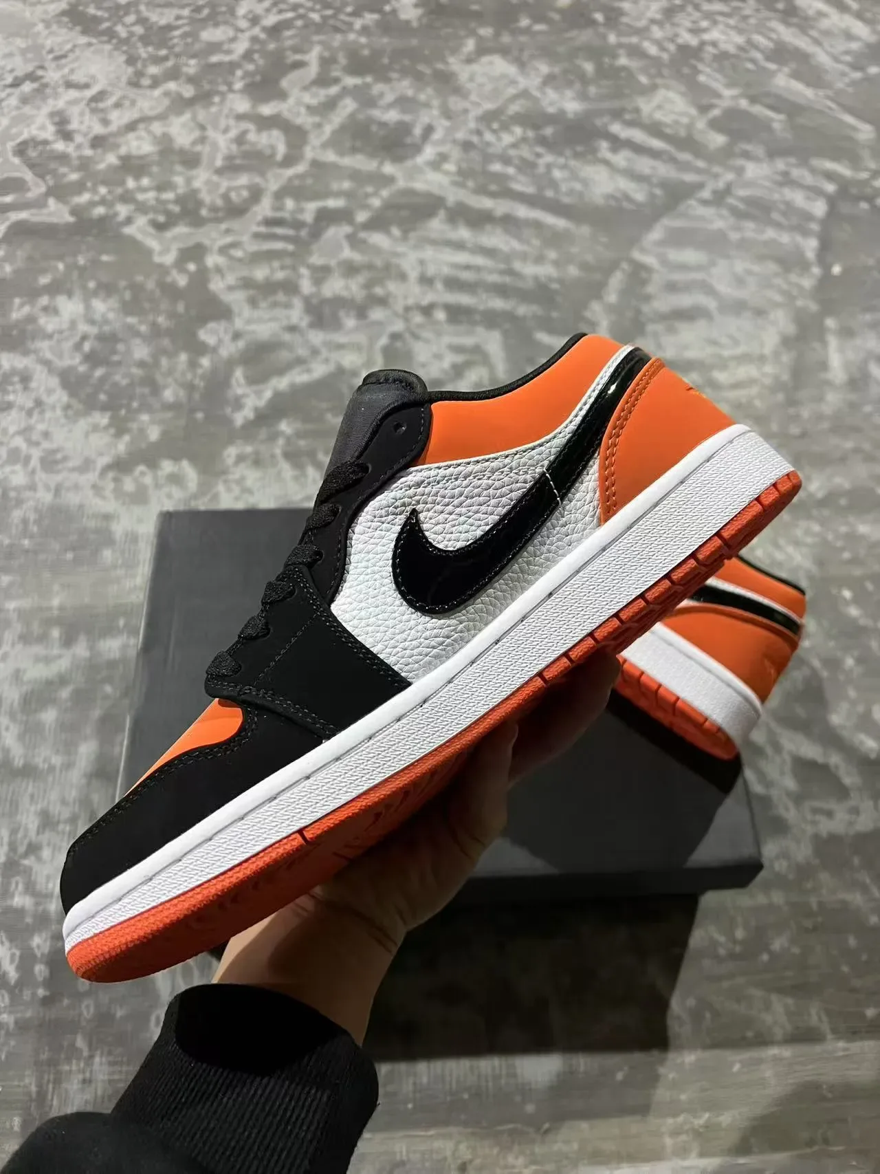 Nike Air Jordan 1 Low Orange Black White Lifestyle Sneakers 5