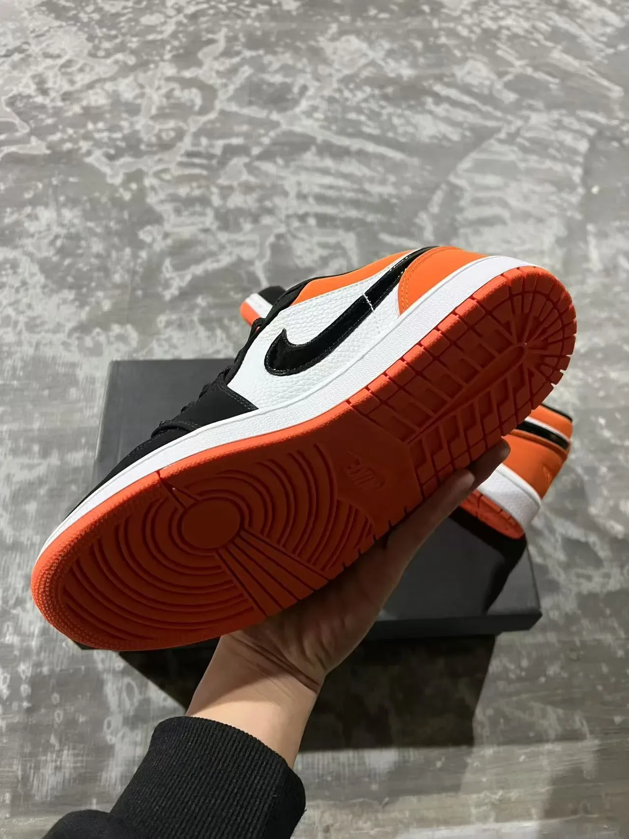 Nike Air Jordan 1 Low Orange Black White Lifestyle Sneakers 6