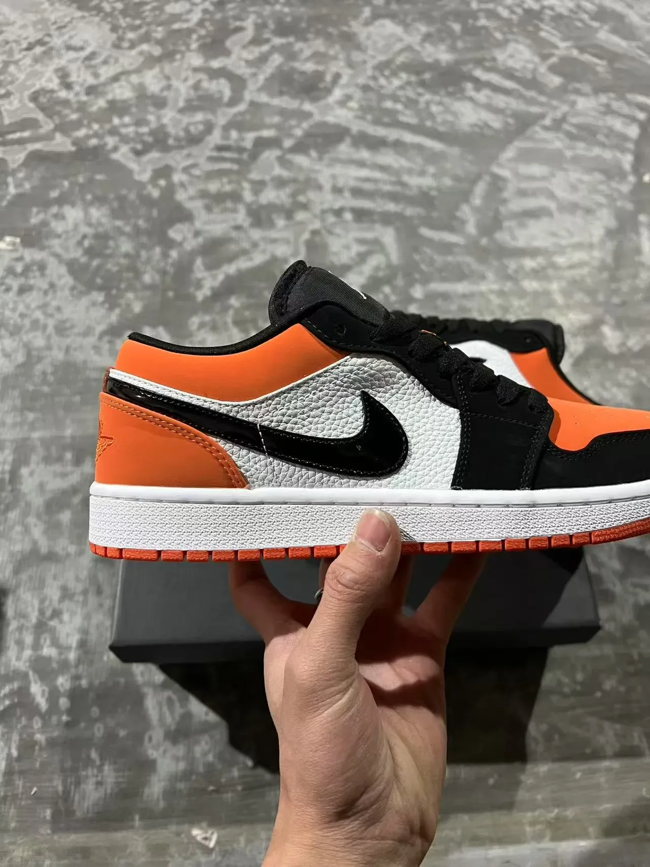 Nike Air Jordan 1 Low Orange Black White Lifestyle Sneakers 7