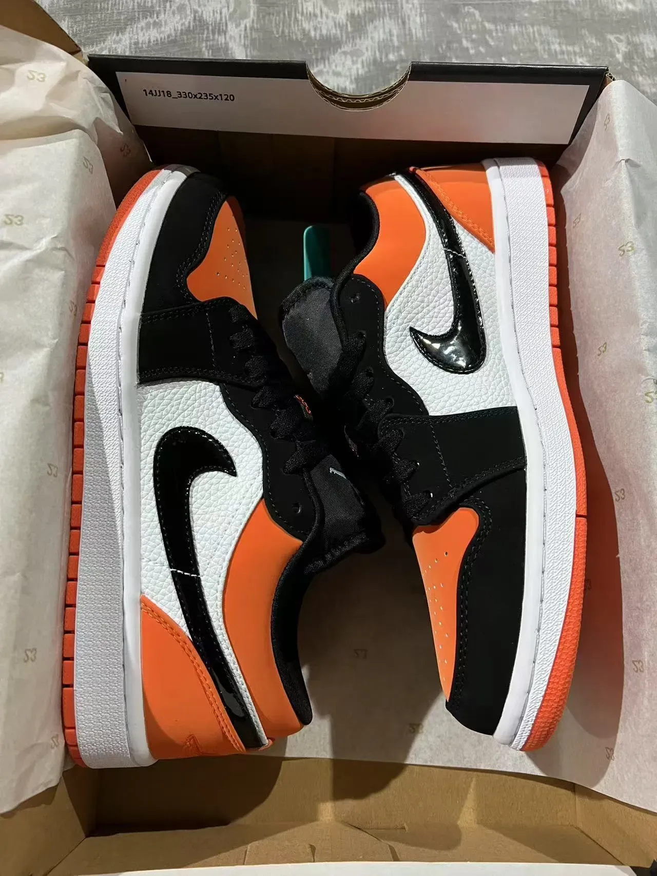Nike Air Jordan 1 Low Orange Black White Lifestyle Sneakers 9