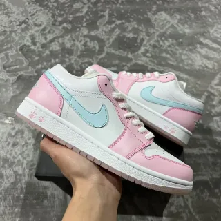 Nike Air Jordan 1 Low Pink and Light Blue Lifestyle Sneakers