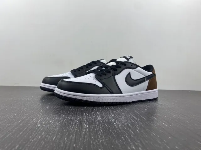 Nike Air Jordan 1 Low White Black Brown Lifestyle Sneakers 2