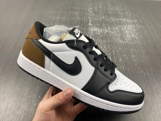 Nike Air Jordan 1 Low White Black Brown Lifestyle Sneakers 4