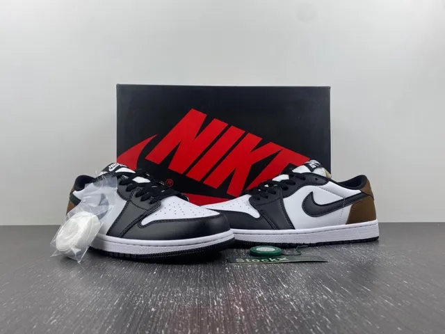 Nike Air Jordan 1 Low White Black Brown Lifestyle Sneakers 13