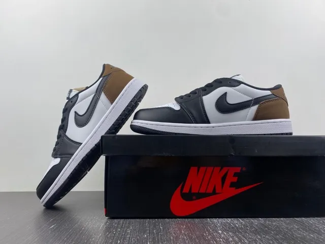 Nike Air Jordan 1 Low White Black Brown Lifestyle Sneakers 14