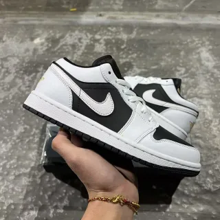 Nike Air Jordan 1 Low White Black Leather Upper Lifestyle Sneakers