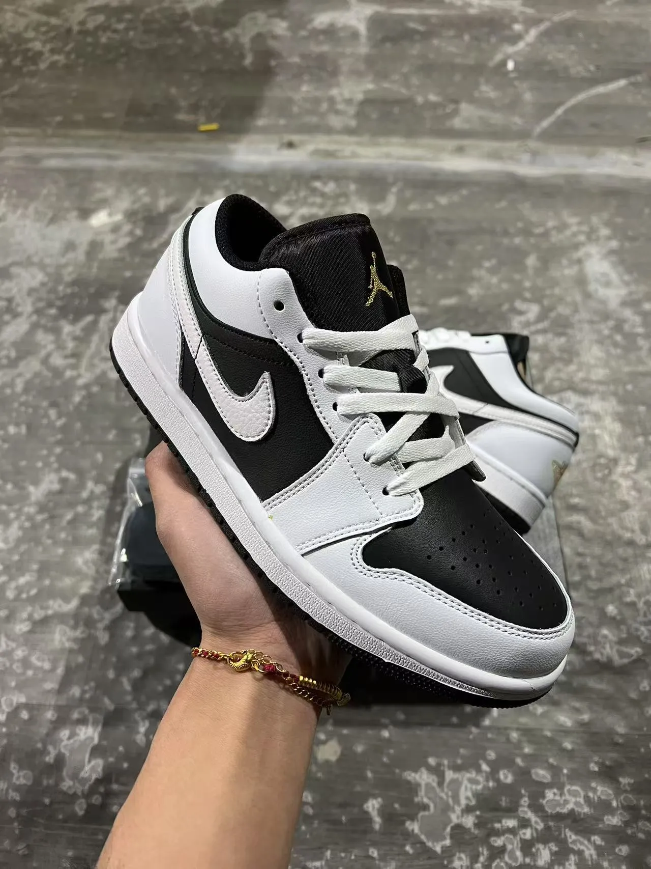 Nike Air Jordan 1 Low White Black Leather Upper Lifestyle Sneakers 2