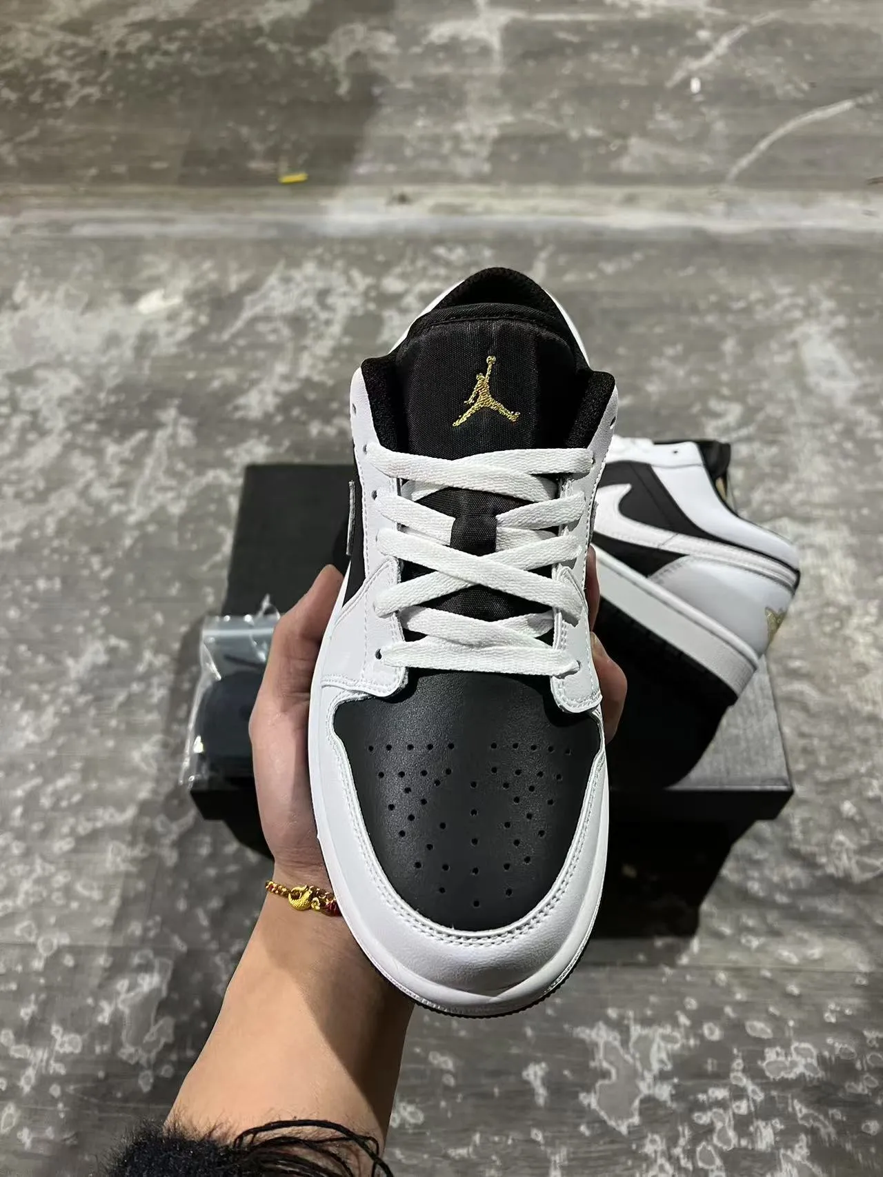 Nike Air Jordan 1 Low White Black Leather Upper Lifestyle Sneakers 3