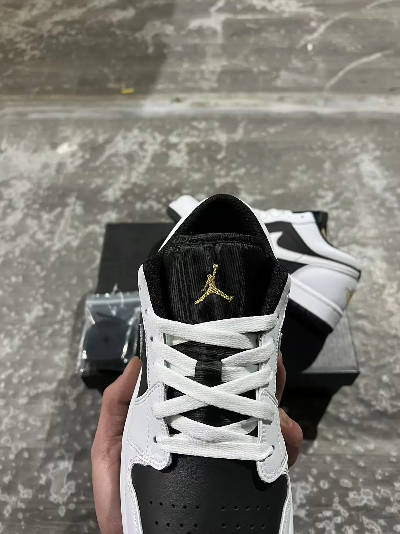 Nike Air Jordan 1 Low White Black Leather Upper Lifestyle Sneakers 4