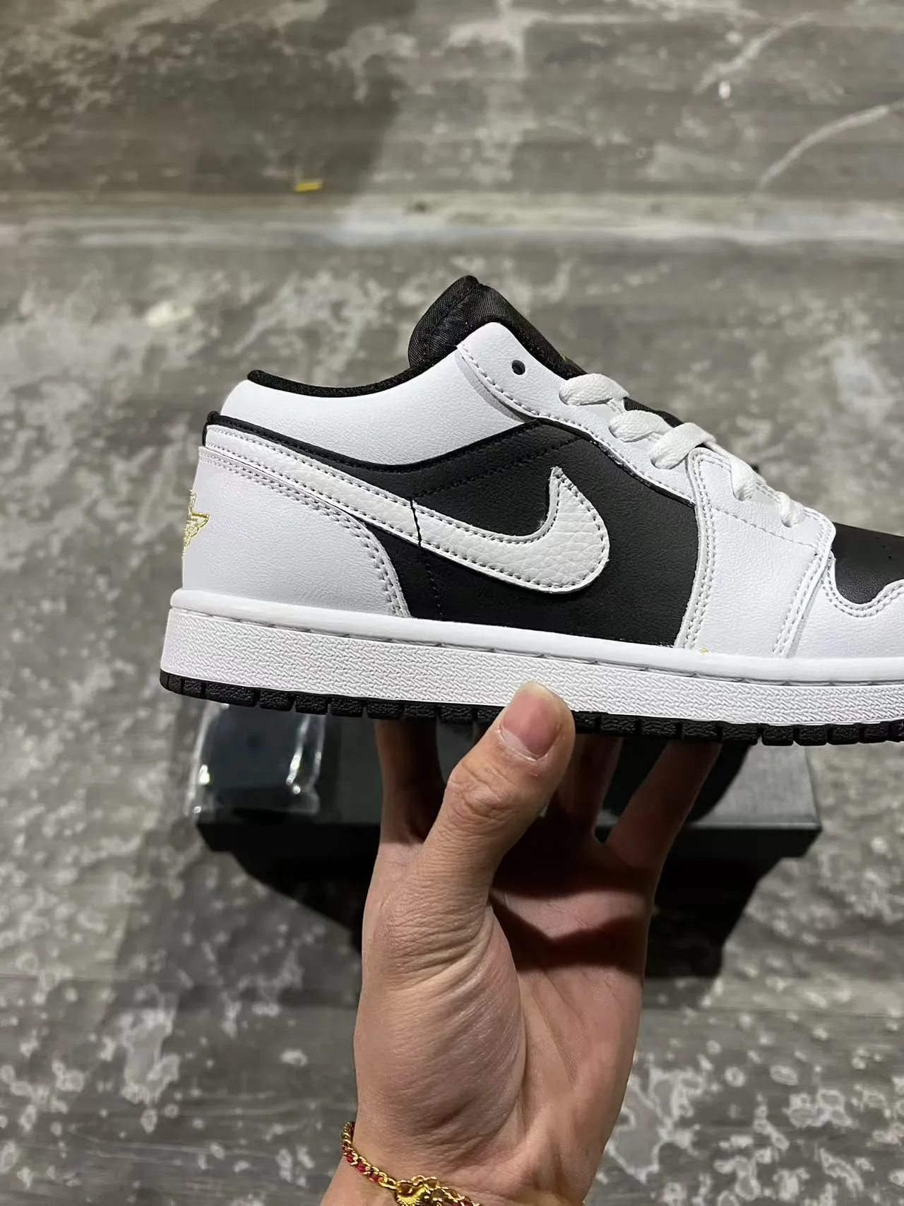 Nike Air Jordan 1 Low White Black Leather Upper Lifestyle Sneakers 7