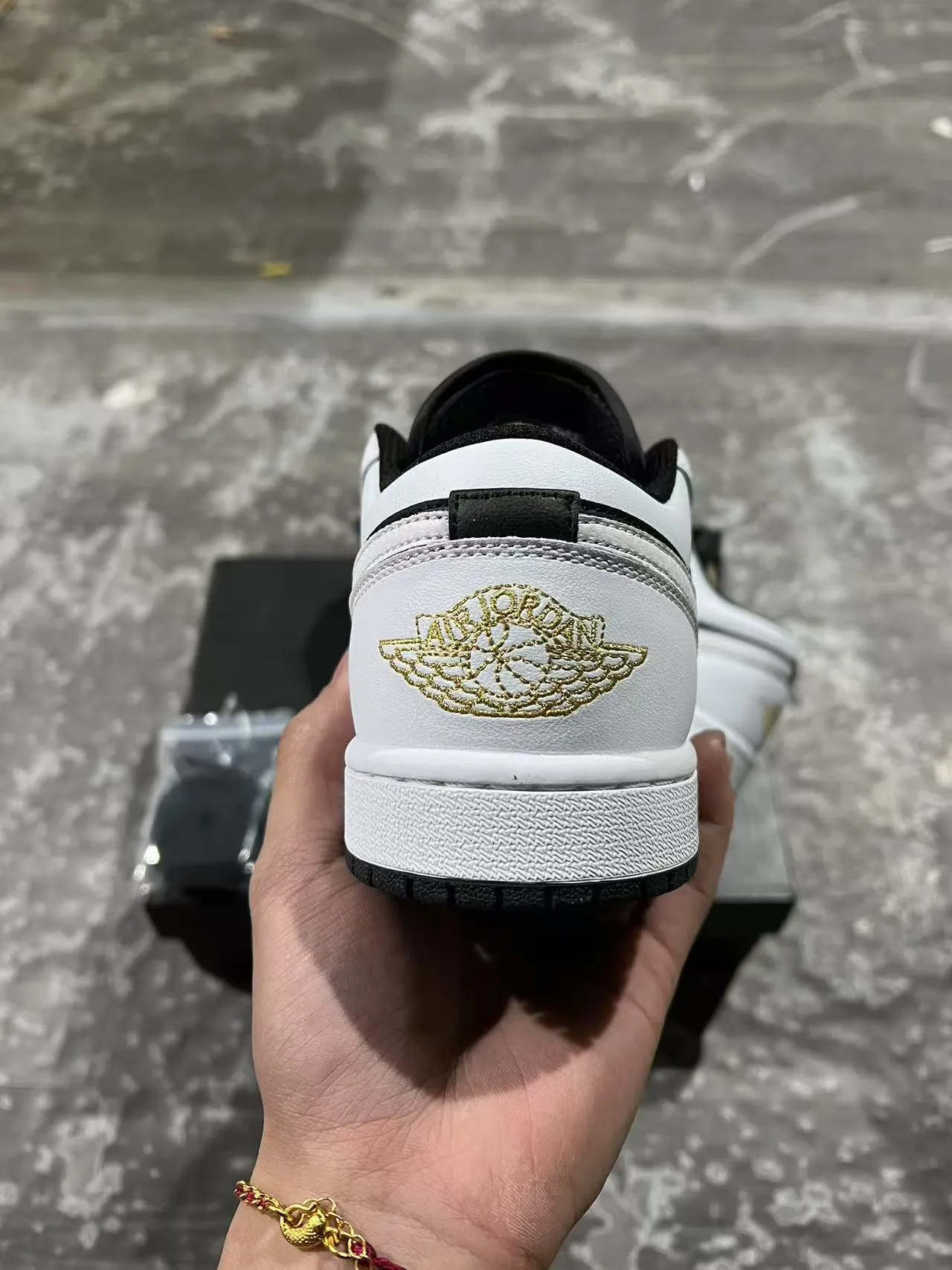 Nike Air Jordan 1 Low White Black Leather Upper Lifestyle Sneakers 8