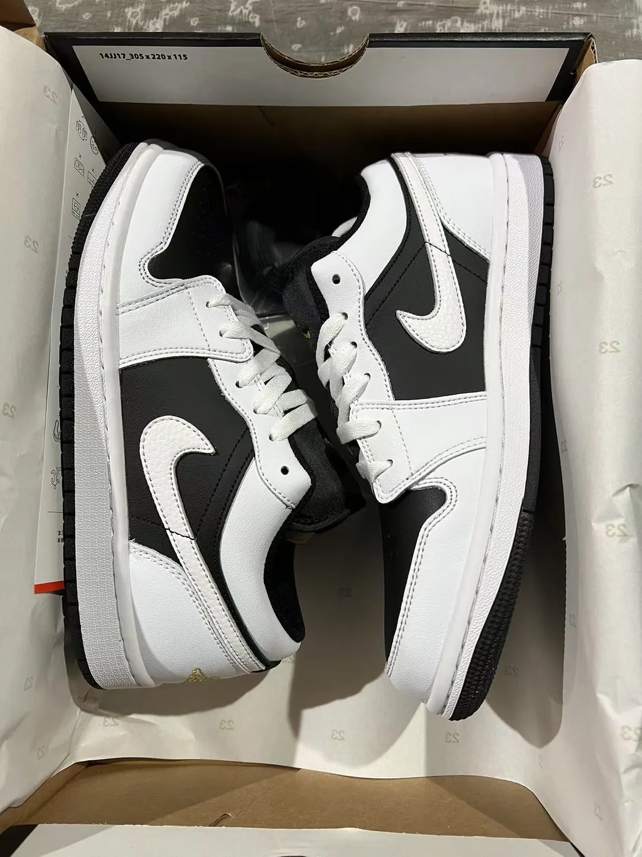 Nike Air Jordan 1 Low White Black Leather Upper Lifestyle Sneakers 9