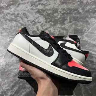 Nike Air Jordan 1 Low White Black Red Lifestyle Sneakers