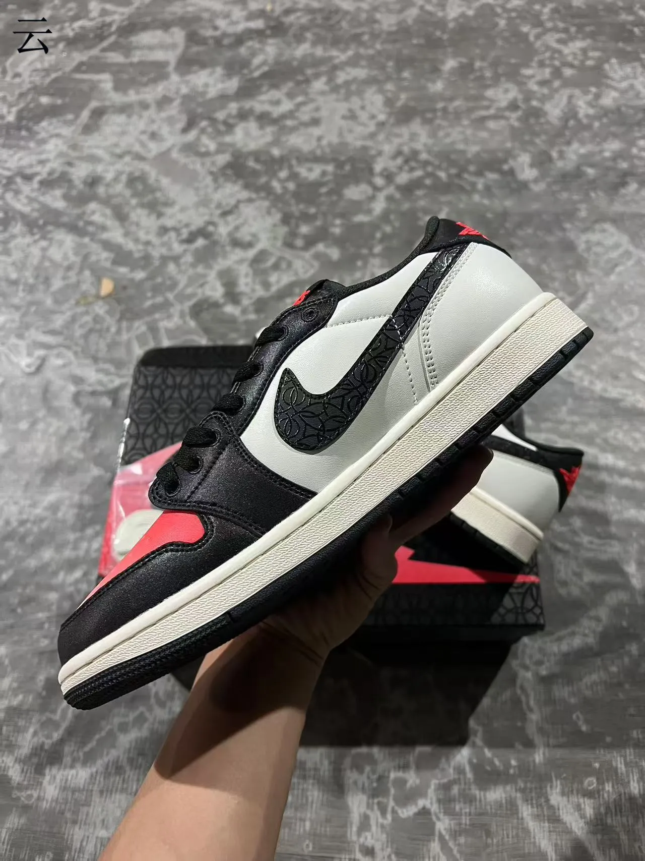 Nike Air Jordan 1 Low White Black Red Lifestyle Sneakers 5