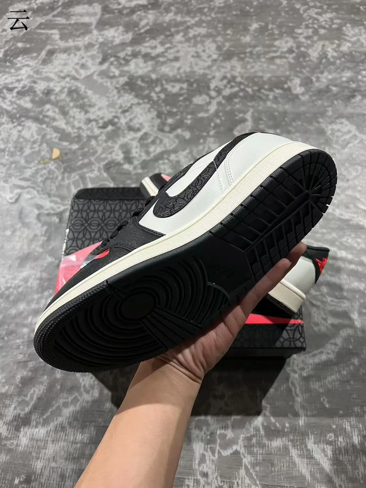 Nike Air Jordan 1 Low White Black Red Lifestyle Sneakers 6