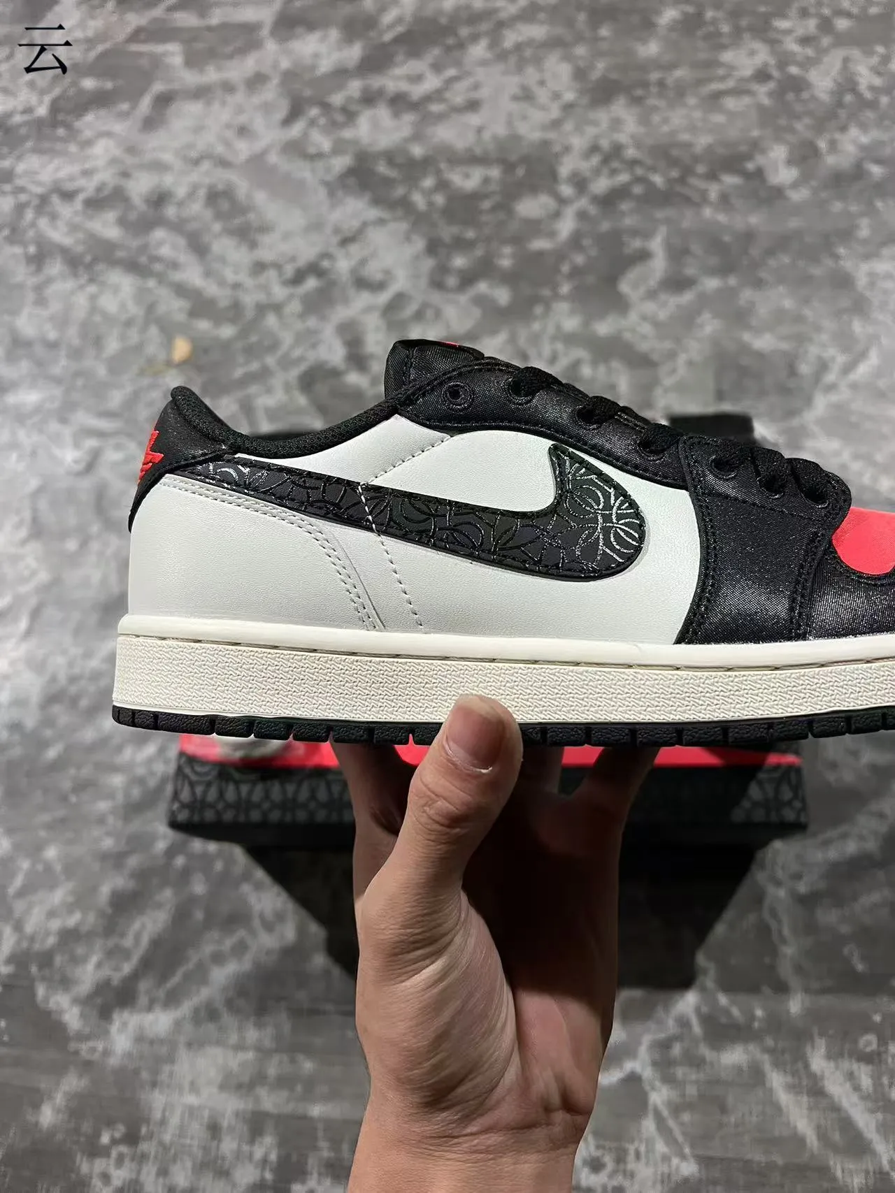 Nike Air Jordan 1 Low White Black Red Lifestyle Sneakers 7