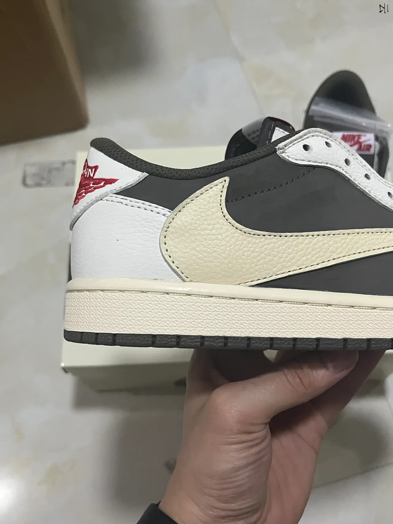Nike Air Jordan 1 Low White Dark Gray Cream Lifestyle Sneakers 4