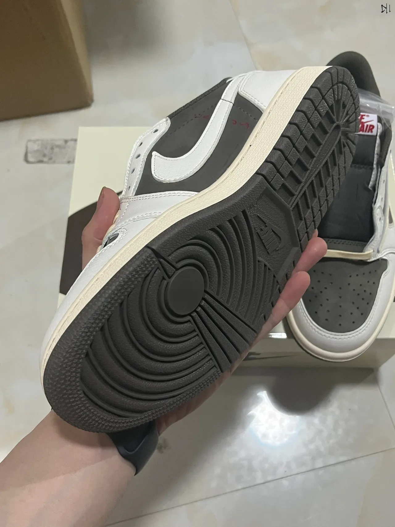 Nike Air Jordan 1 Low White Dark Gray Cream Lifestyle Sneakers 5