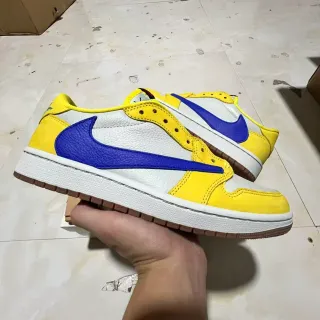 Nike Air Jordan 1 Low Yellow White Blue Lifestyle Sneakers