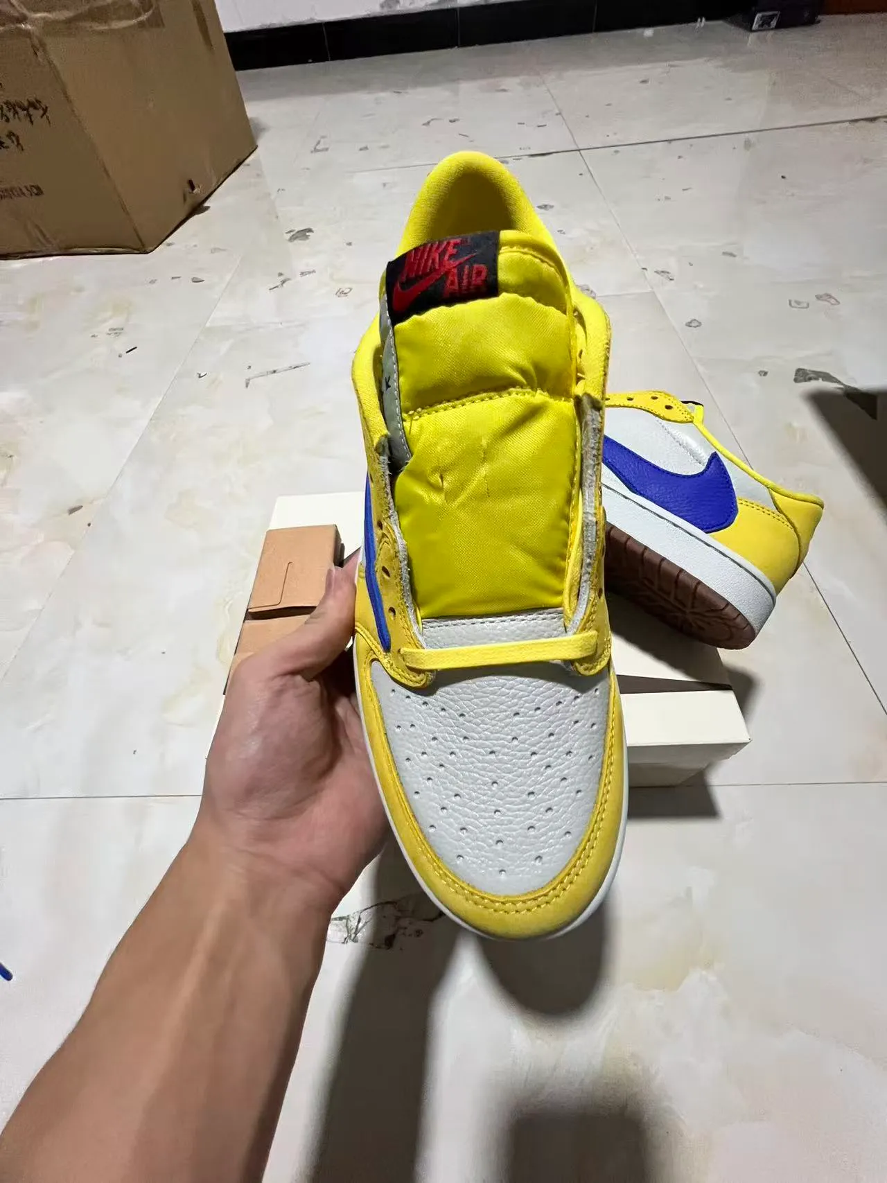 Nike Air Jordan 1 Low Yellow White Blue Lifestyle Sneakers 3
