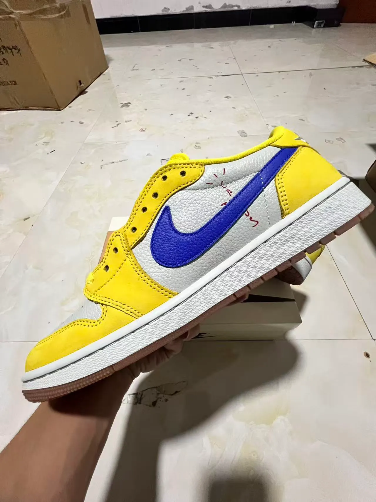 Nike Air Jordan 1 Low Yellow White Blue Lifestyle Sneakers 5
