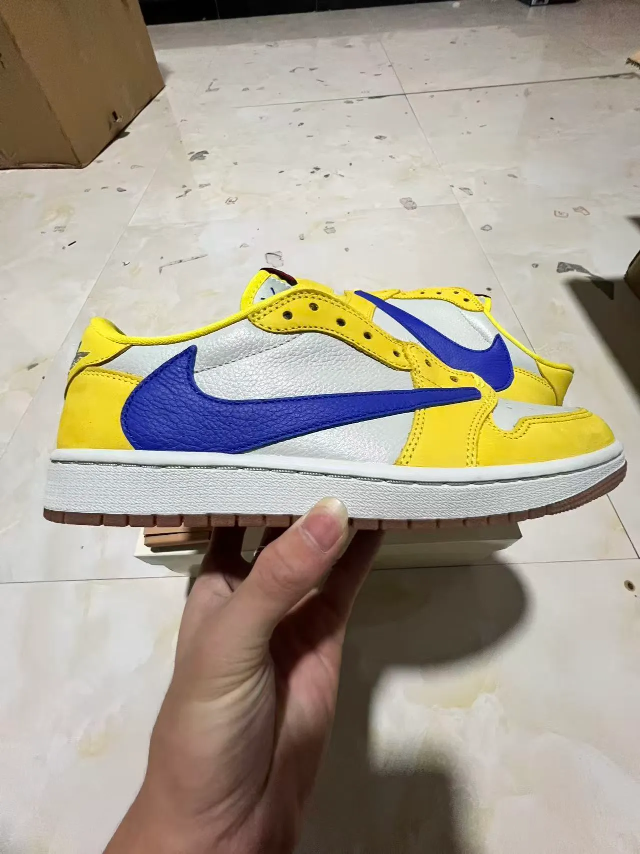 Nike Air Jordan 1 Low Yellow White Blue Lifestyle Sneakers 7