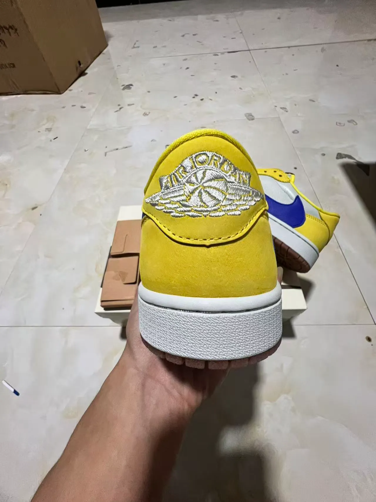 Nike Air Jordan 1 Low Yellow White Blue Lifestyle Sneakers 8