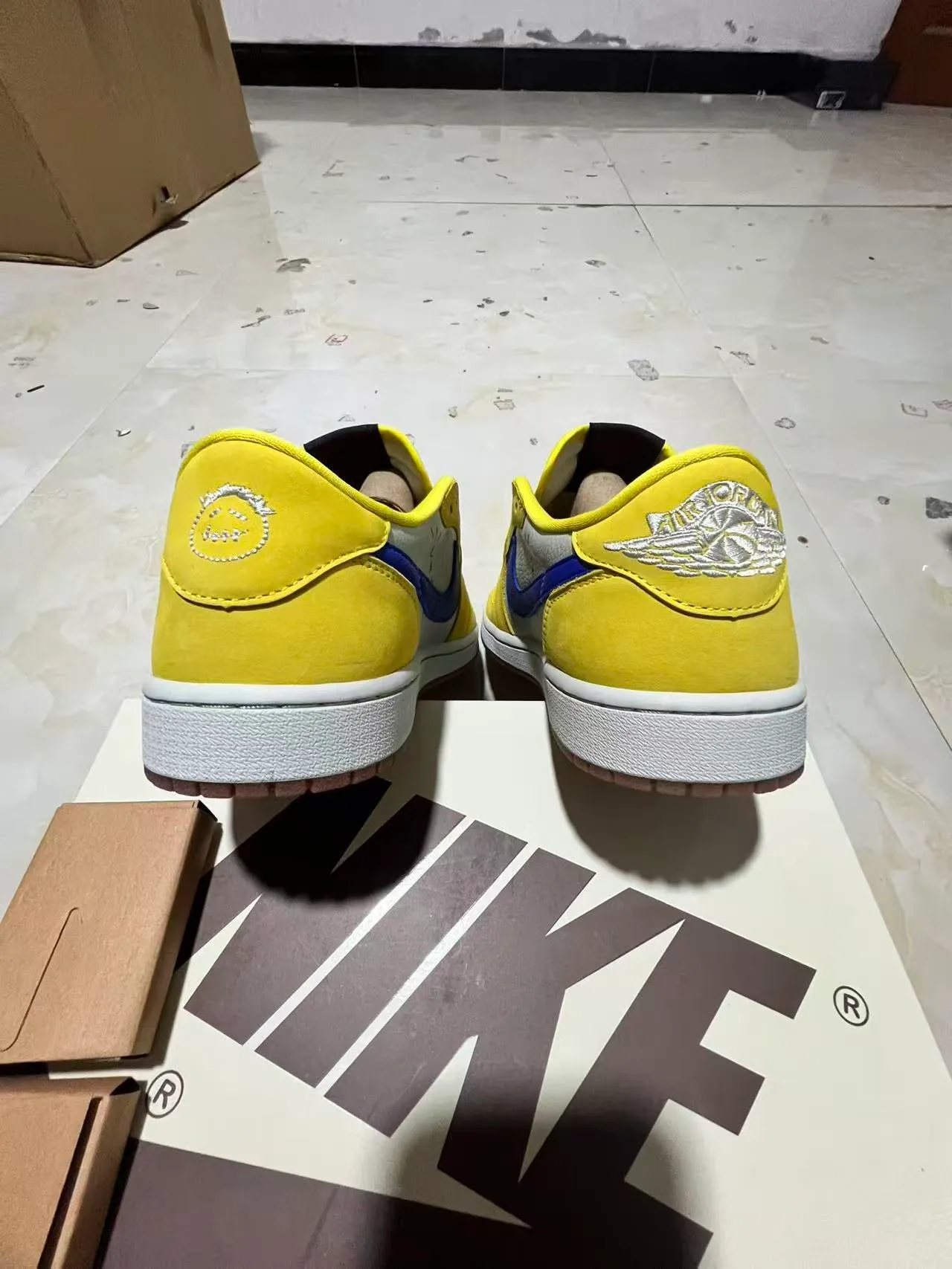 Nike Air Jordan 1 Low Yellow White Blue Lifestyle Sneakers 9