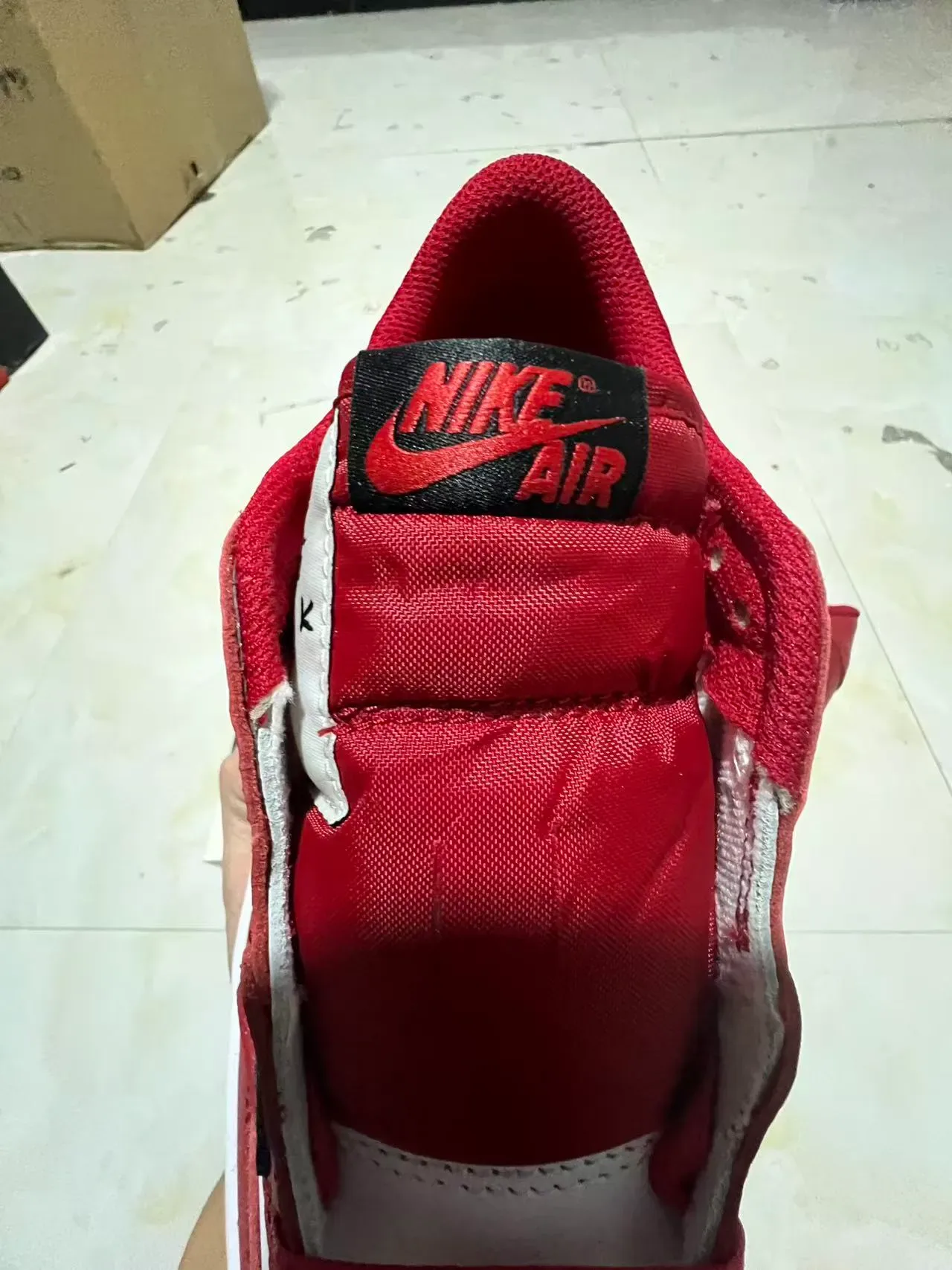 Nike Air Jordan 1 Red White Black Leather Lifestyle Sneakers 4