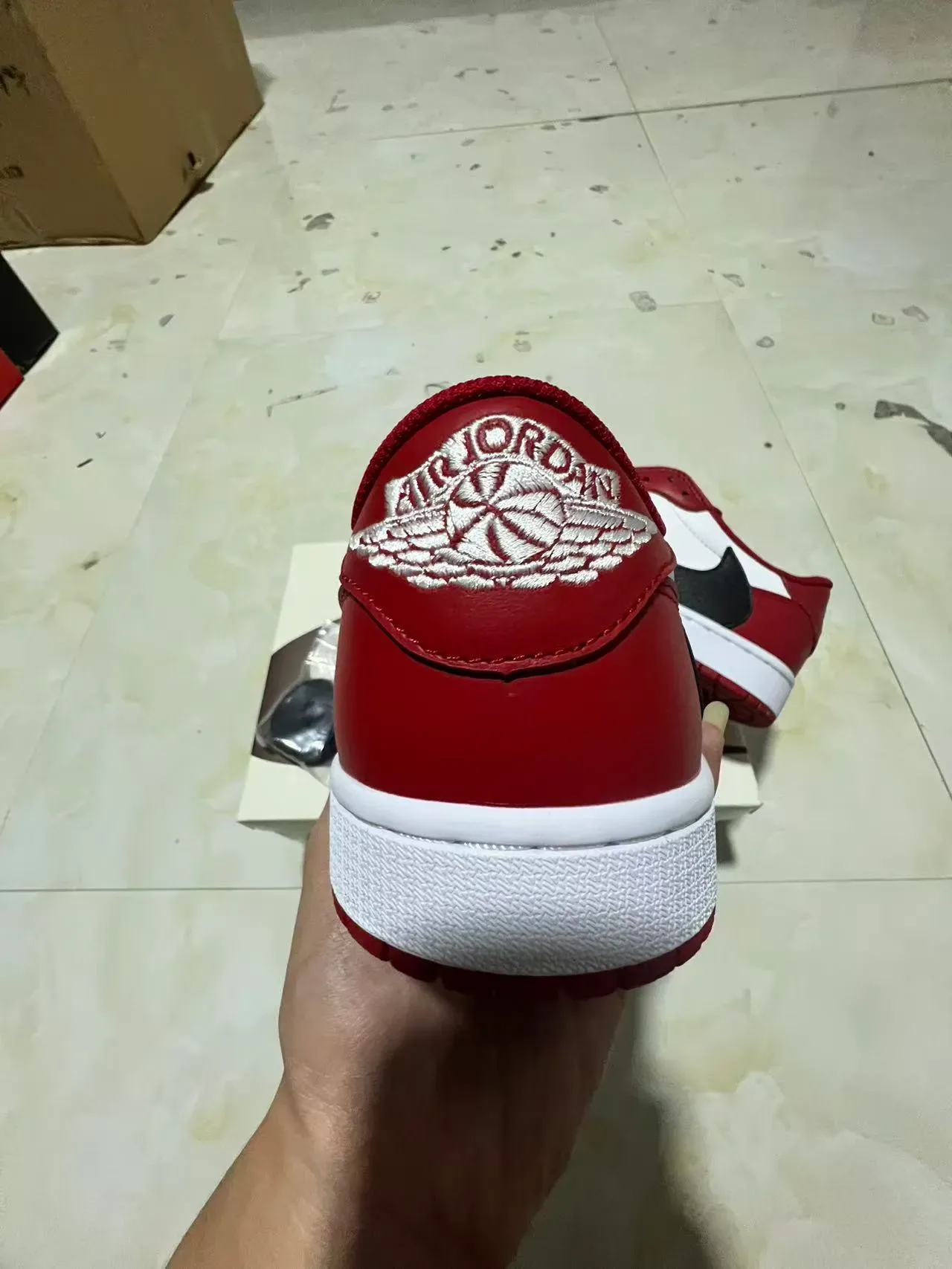 Nike Air Jordan 1 Red White Black Leather Lifestyle Sneakers 8