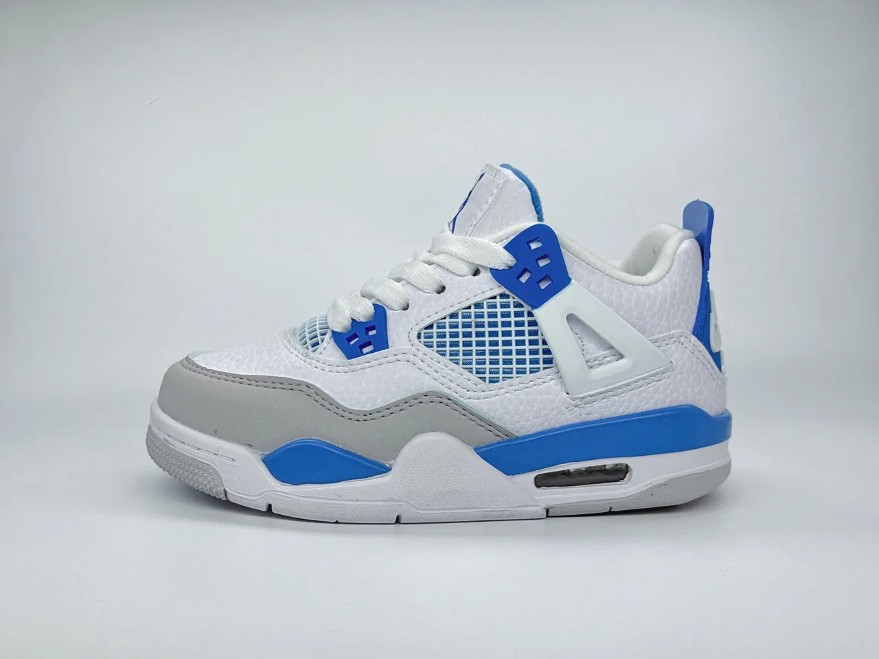 Nike Air Jordan 4 White Blue Kids Basketball Shoes 4