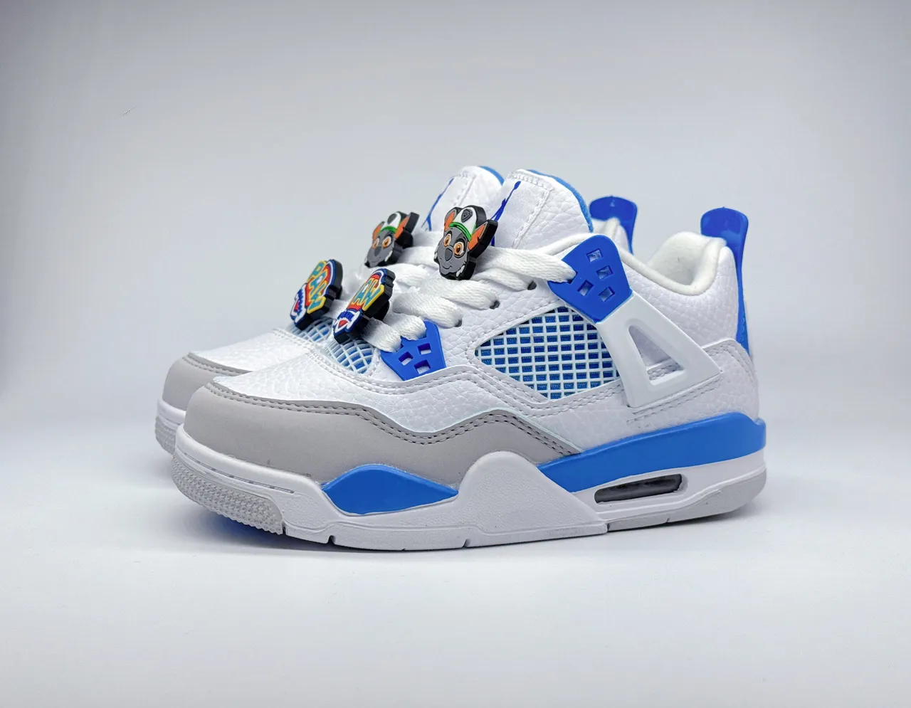 Nike Air Jordan 4 White Blue Kids Basketball Shoes 5