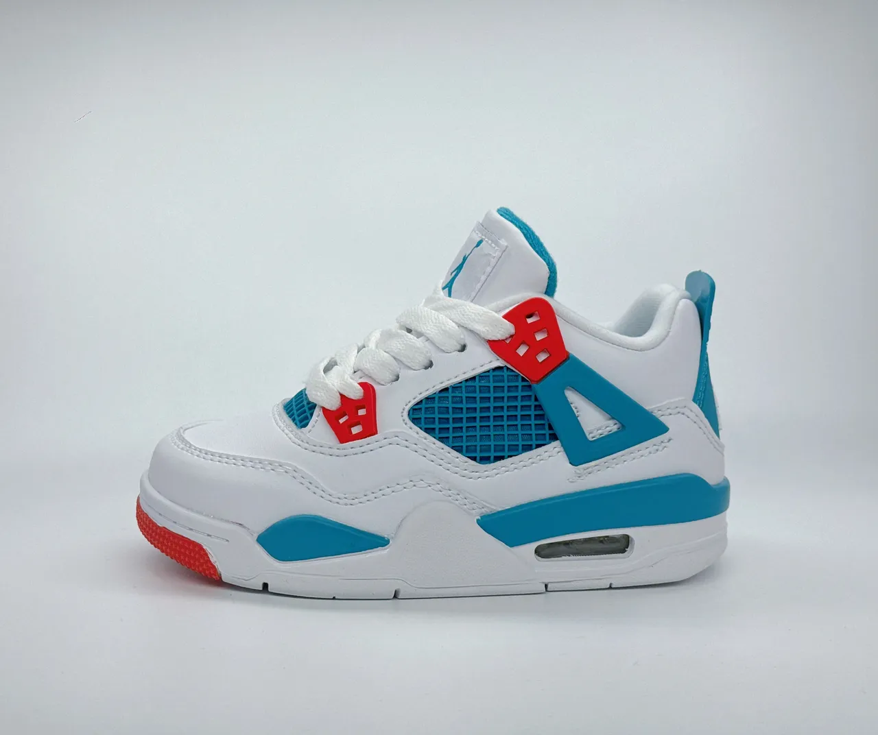 Nike Air Jordan 4 White Blue Kids Basketball Shoes 7