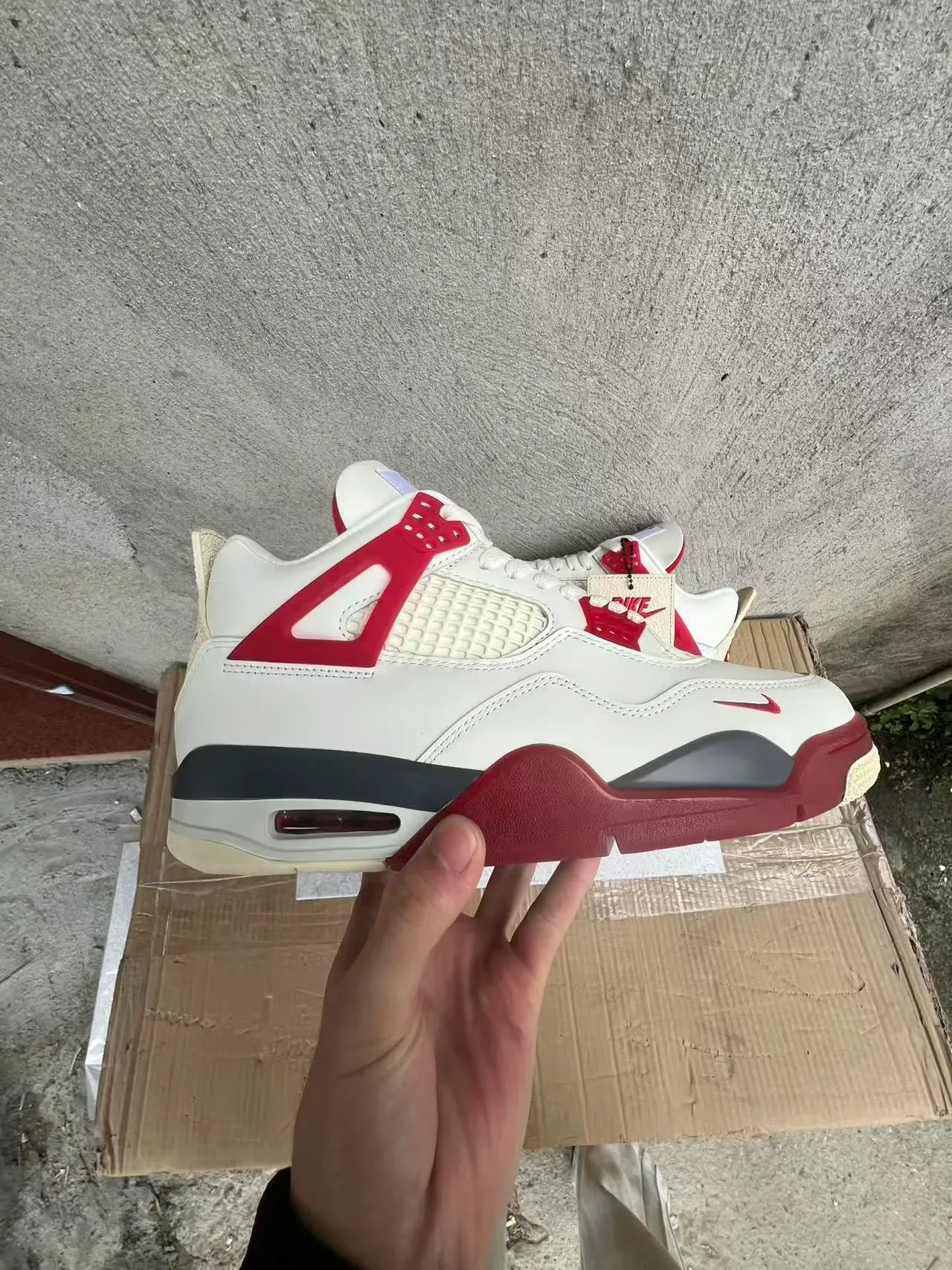 Nike Air Jordan 4 Blanc et Rouge Chaussures de basket 6