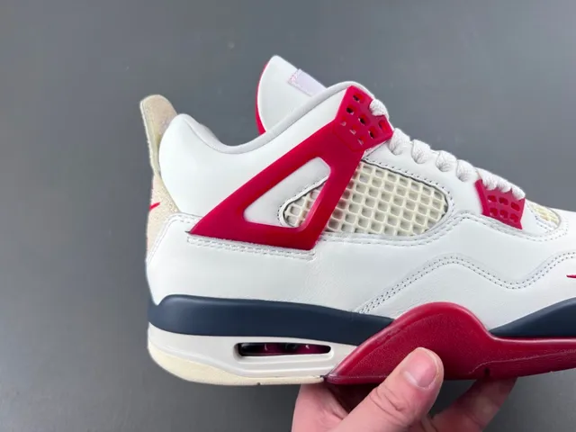 Nike Air Jordan 4 White Red Navy Basketball Shoes 3