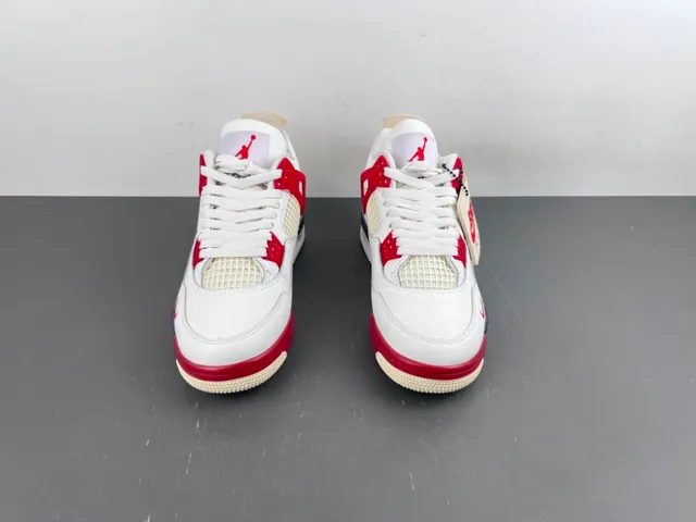 Nike Air Jordan 4 White Red Navy Basketball Shoes 12