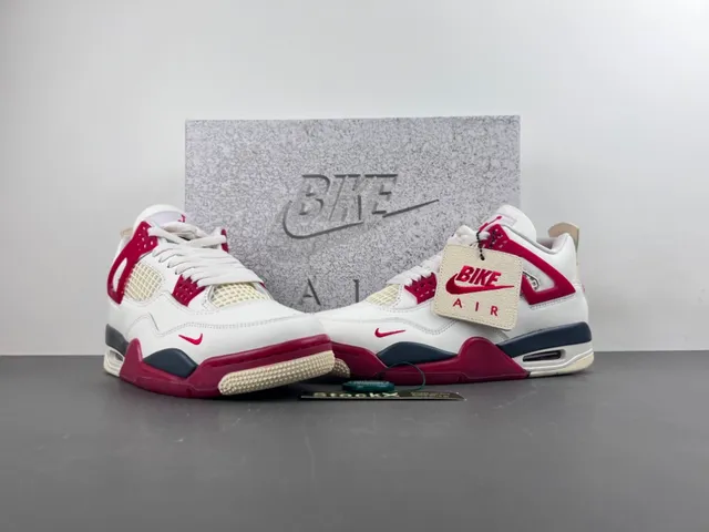 Nike Air Jordan 4 White Red Navy Basketball Shoes 14