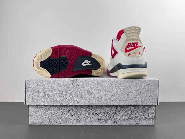 Nike Air Jordan 4 White Red Navy Basketball Shoes 17