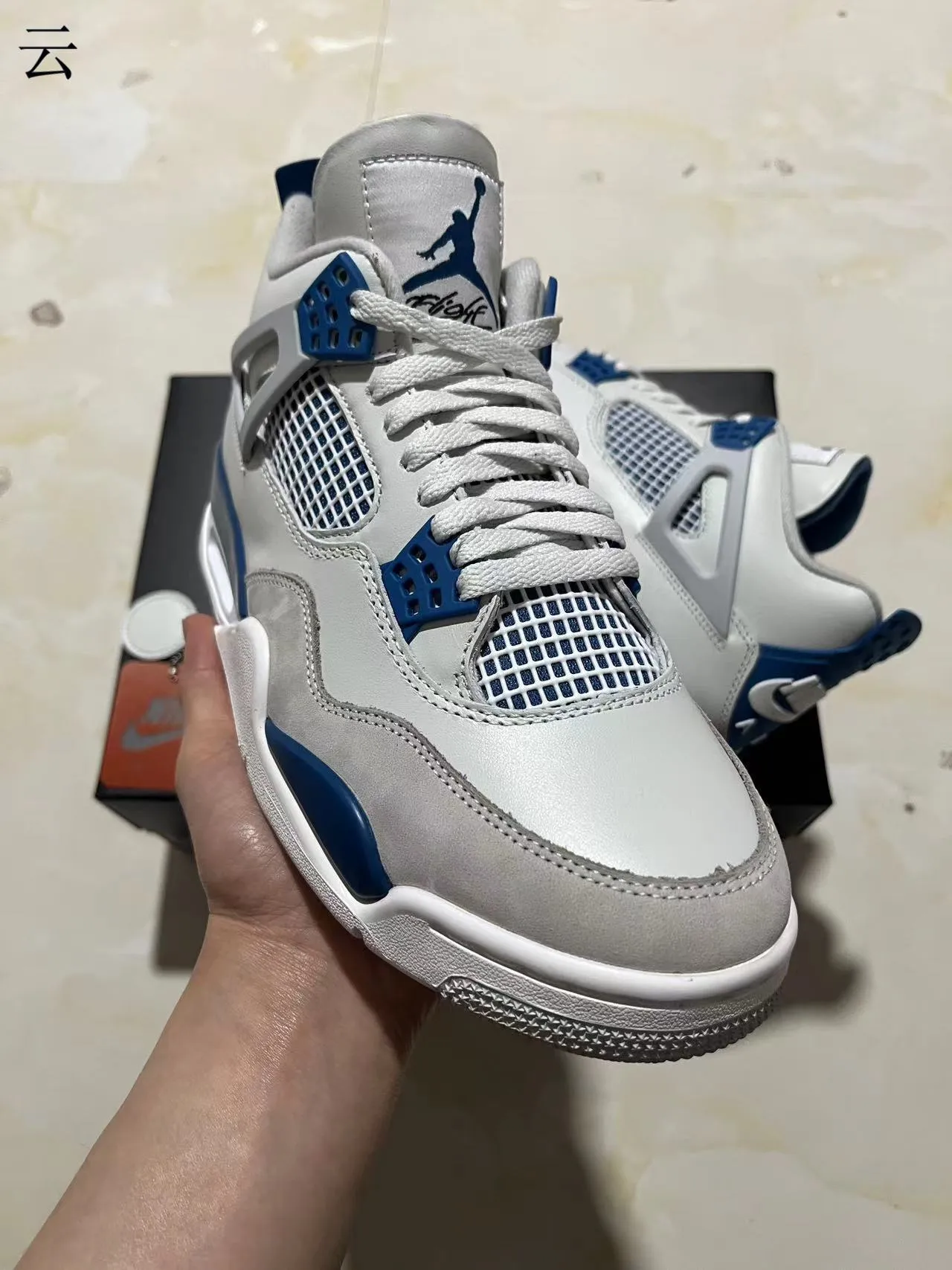 Nike Air Jordan 4 White Royal Blue Basketball Shoes 2