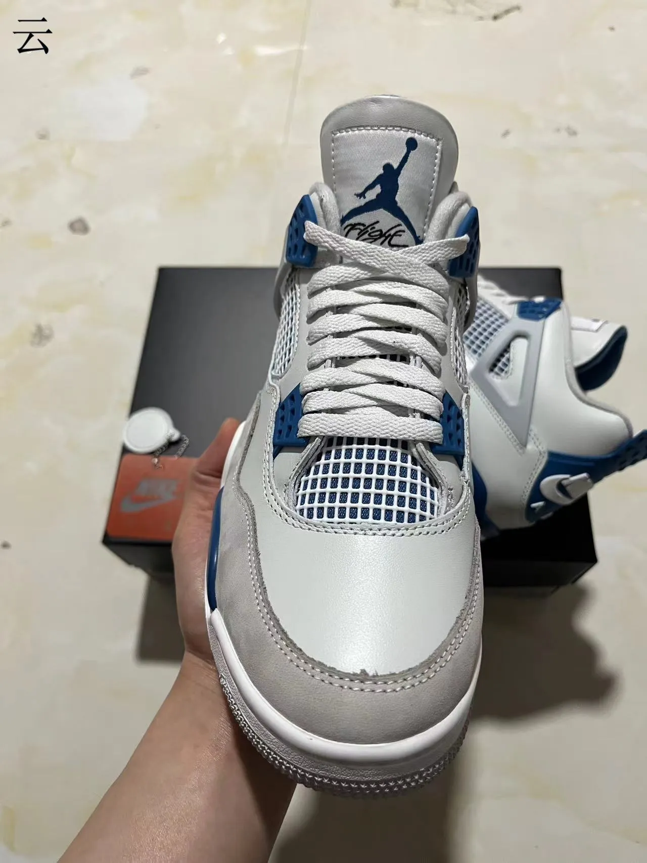 Nike Air Jordan 4 White Royal Blue Basketball Shoes 3