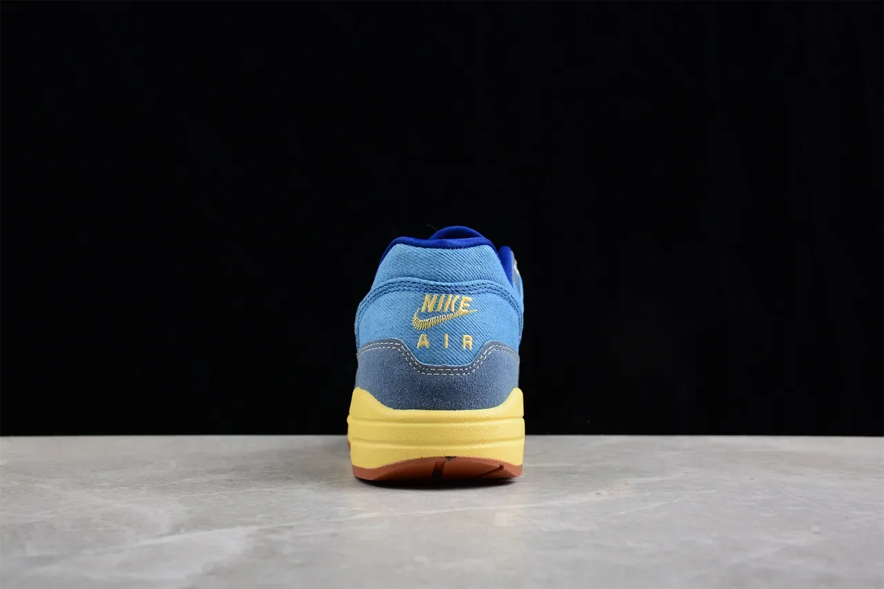 Nike Air Max 1 Denim and Suede Blue Yellow Lifestyle Sneakers 11