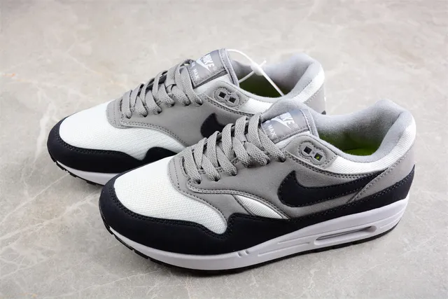 Nike Air Max 1 White Gray Navy Lifestyle Sneakers 9