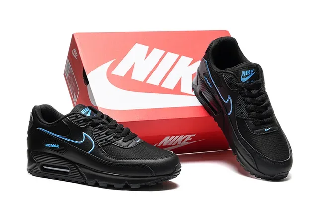 Nike Air Max 90 Black and Blue Lifestyle Sneakers 2