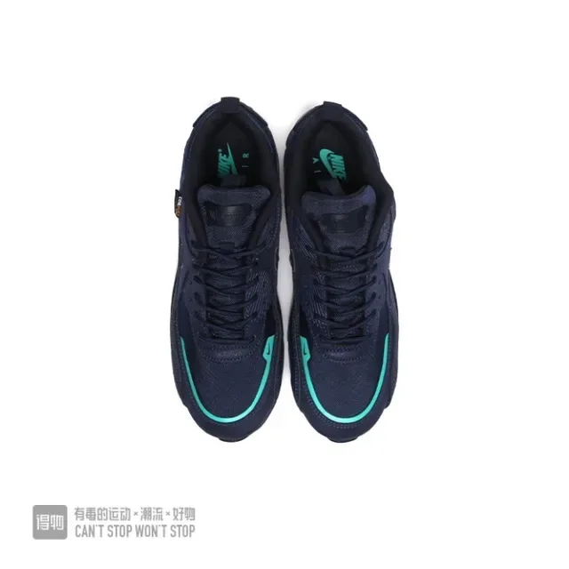 Nike Air Max 90 Navy Blue Textile And Synthetic Upper Visible Cushioning Unit Lifestyle Sneakers 3