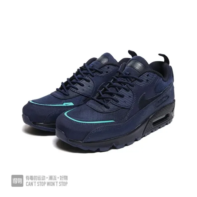 Nike Air Max 90 Navy Blue Textile And Synthetic Upper Visible Cushioning Unit Lifestyle Sneakers 5