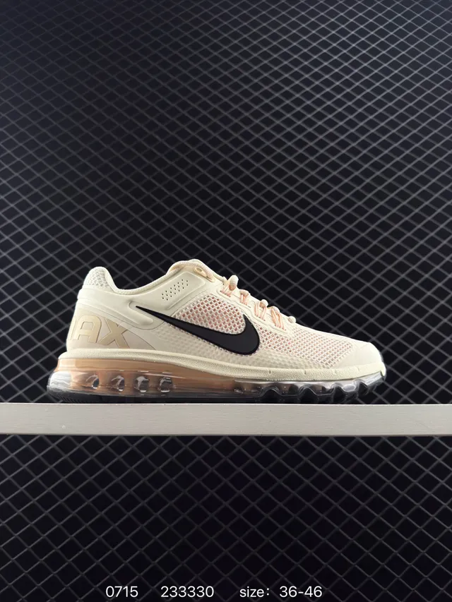 Nike Air Max Beige Negro Low-Top Malla Superior Zapatos de Running 7