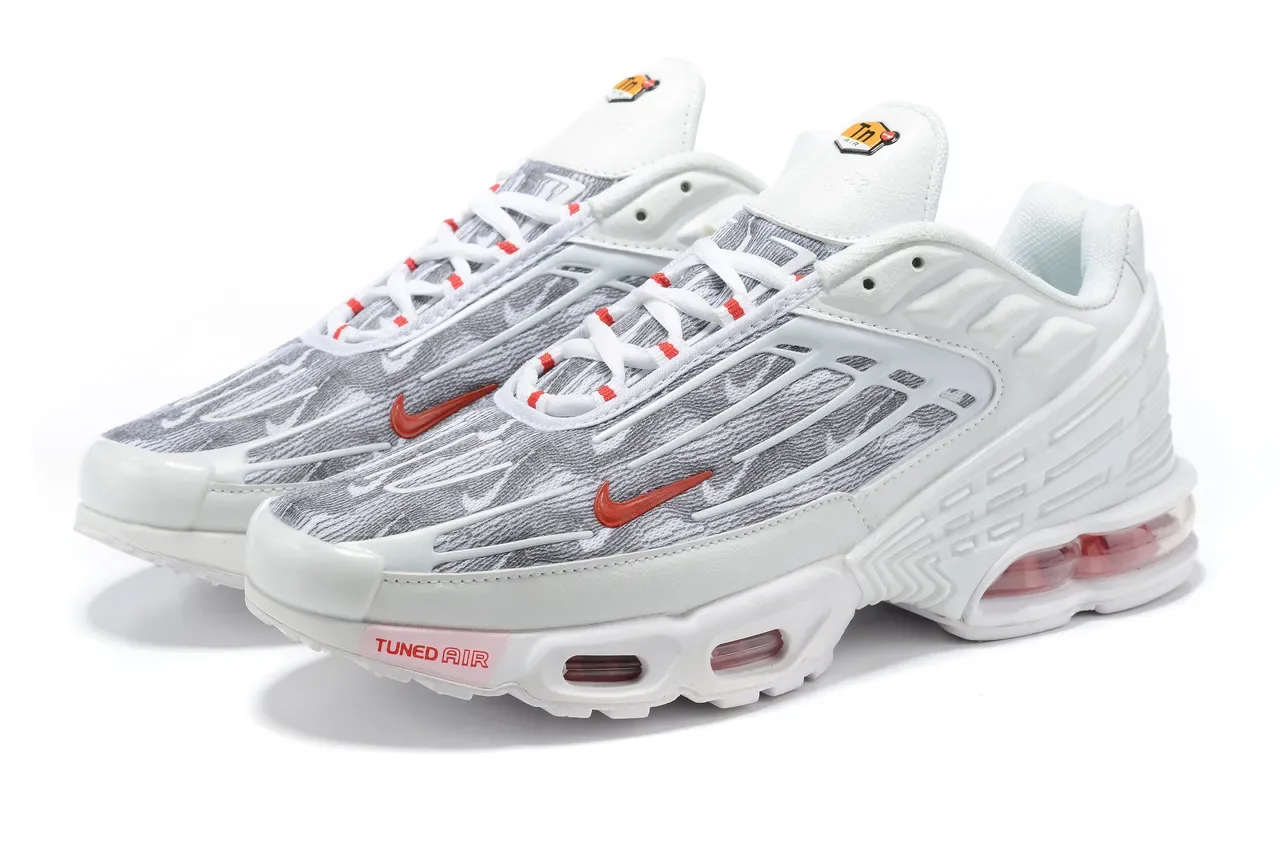 Nike Air Max Plus Tuned Air White Gray Orange Lifestyle Sneakers 2