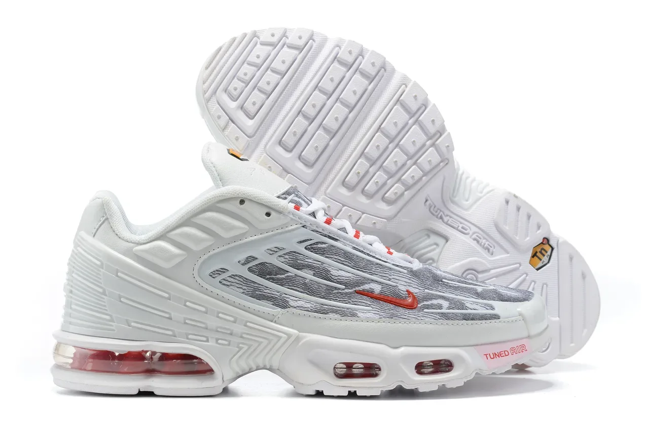 Nike Air Max Plus Tuned Air White Gray Orange Lifestyle Sneakers 3