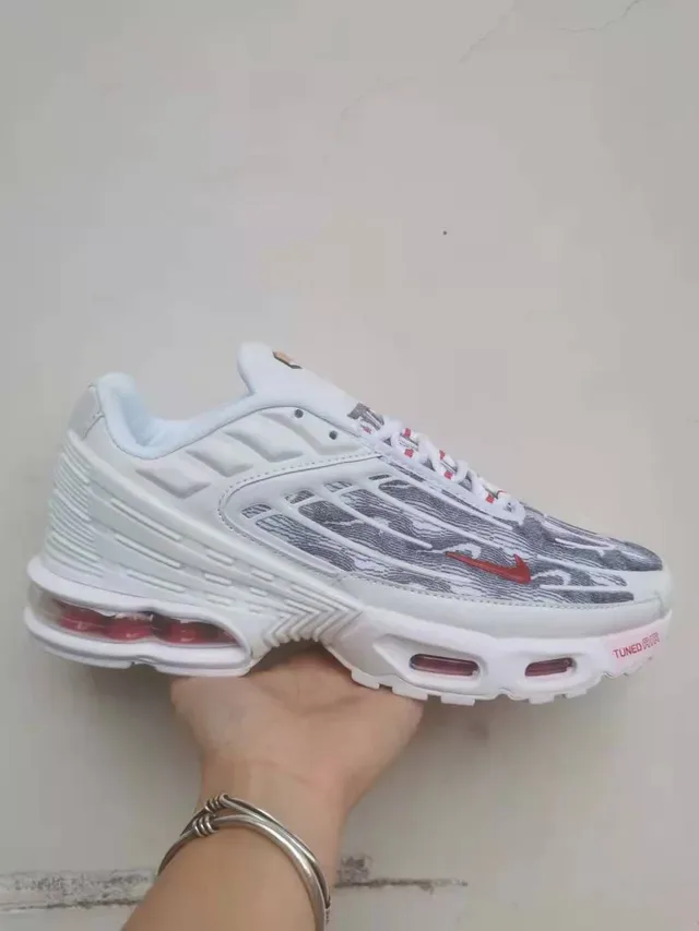 Nike Air Max Plus Tuned Air White Gray Orange Lifestyle Sneakers 5